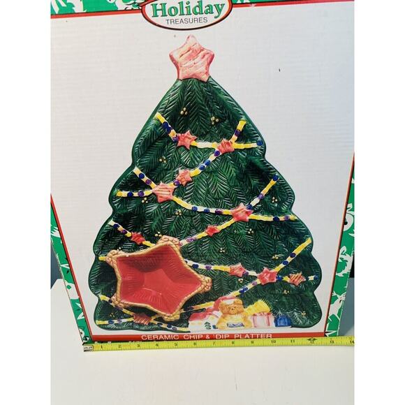 Vintage Chip Dip Platter World Bazaar’s Christmas Tree Condiments NIB New In Box - Picture 10 of 13